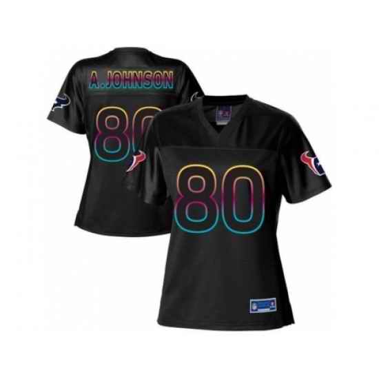 Women Nike Houston Texans 80 Andre Johnson Black Fashion NFL Jerseys